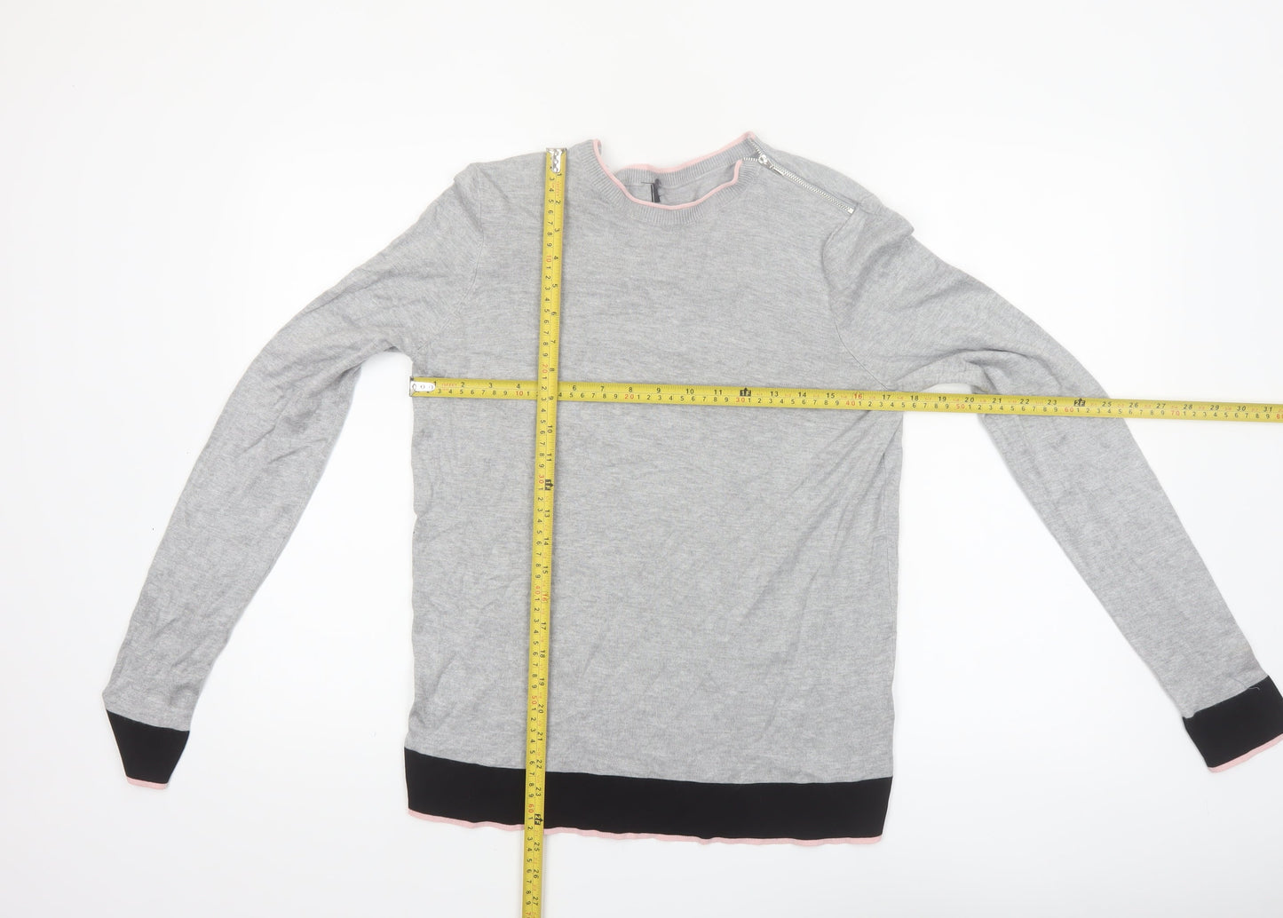 Debenhams Womens Grey Regular Fit Crew Neck Pullover Jumper Size 16