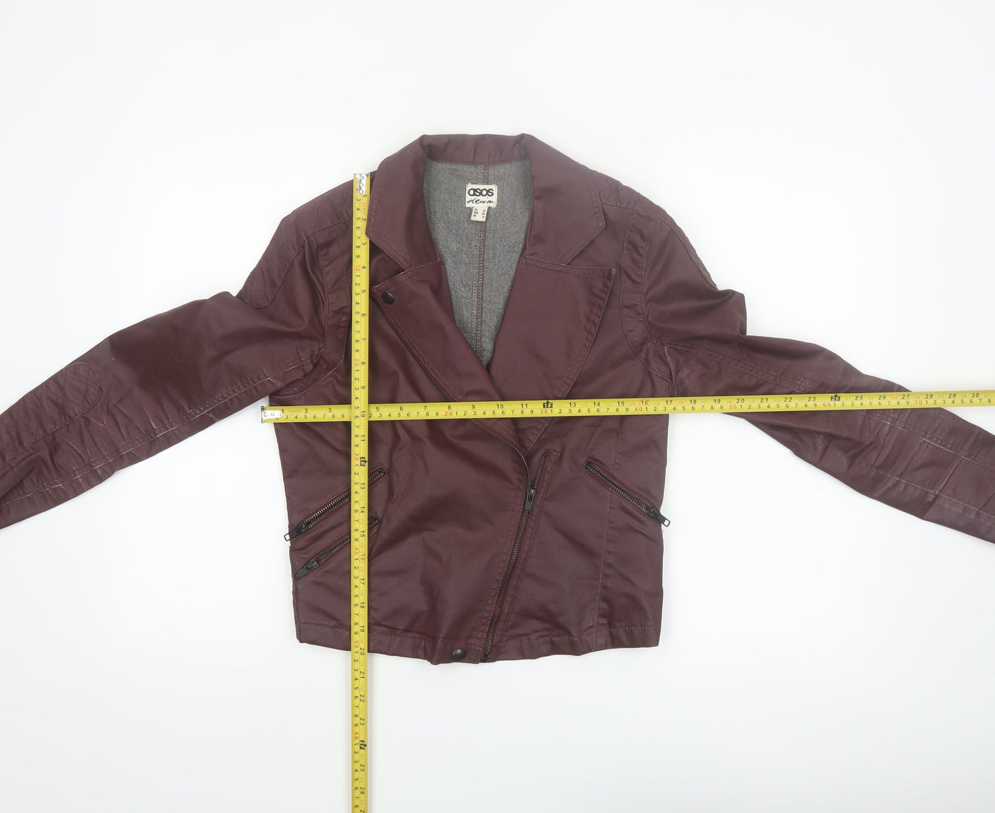 ASOS Women’s Brown Biker Jacket Size 10 Cotton Blend Zip Style