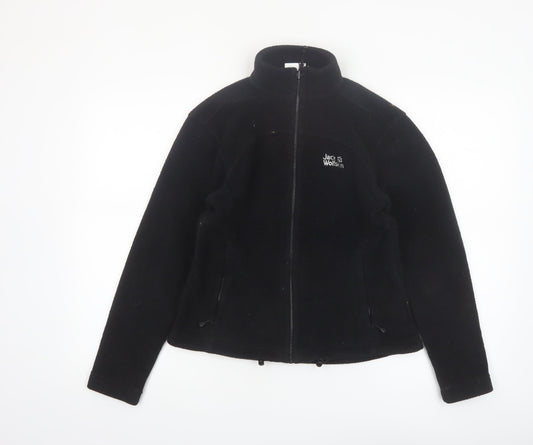 Jack Wolfskin Women's Black Fleece Jacket Size 10 Full Zip Outdoor