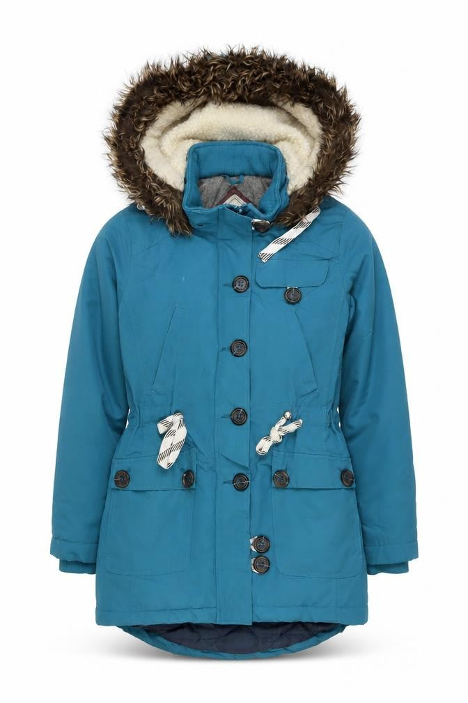 Bellfield Womens Blue Fur Hooded Parka Jacket Size 10