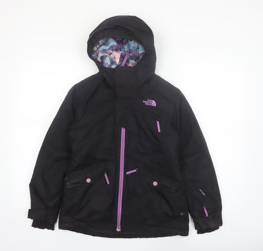 The North Face Girls Black Hooded Waterproof Ski Jacket Size 10-11 Years