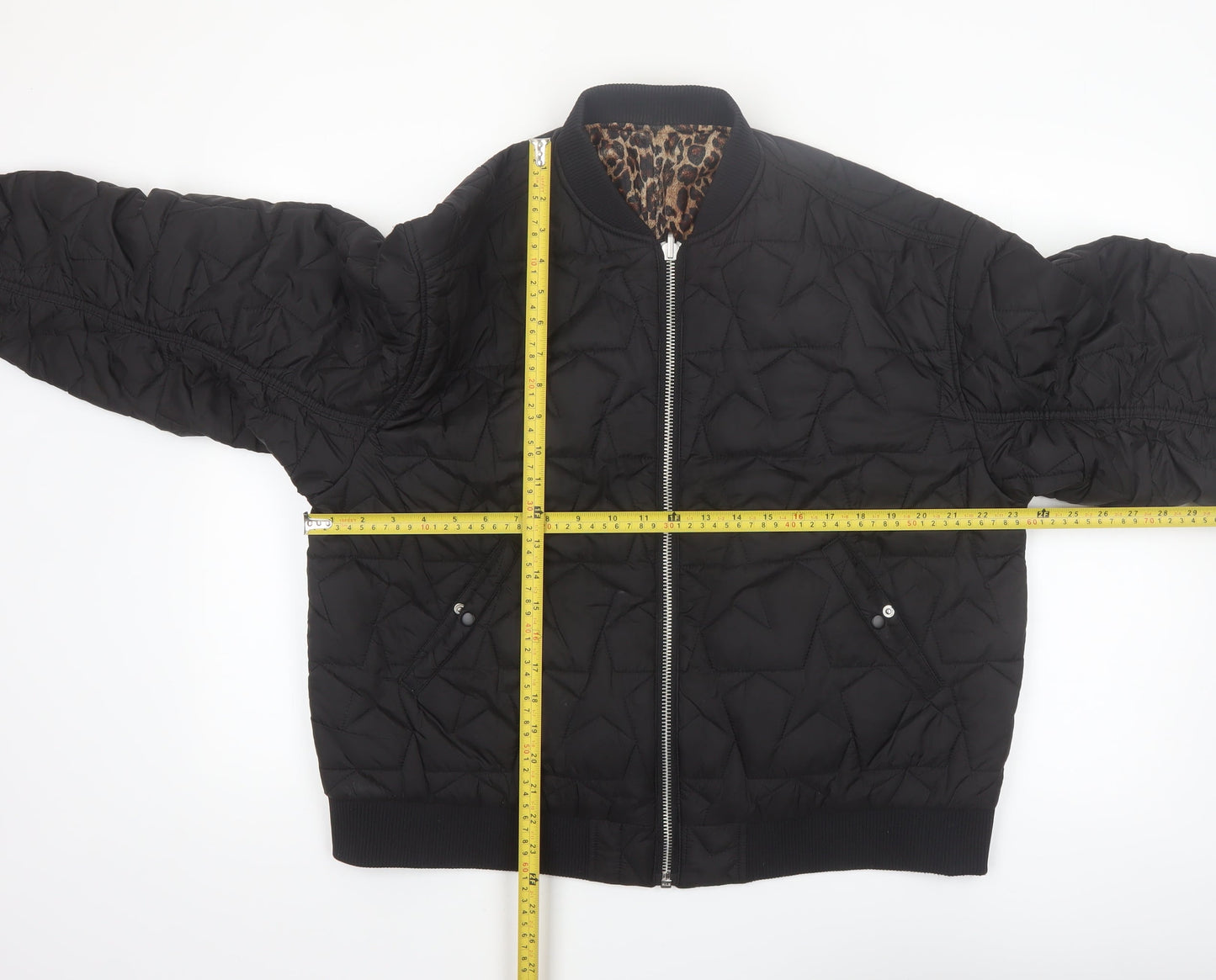 Monki Womens Black Quilted Bomber Jacket Size M Polyester Lined