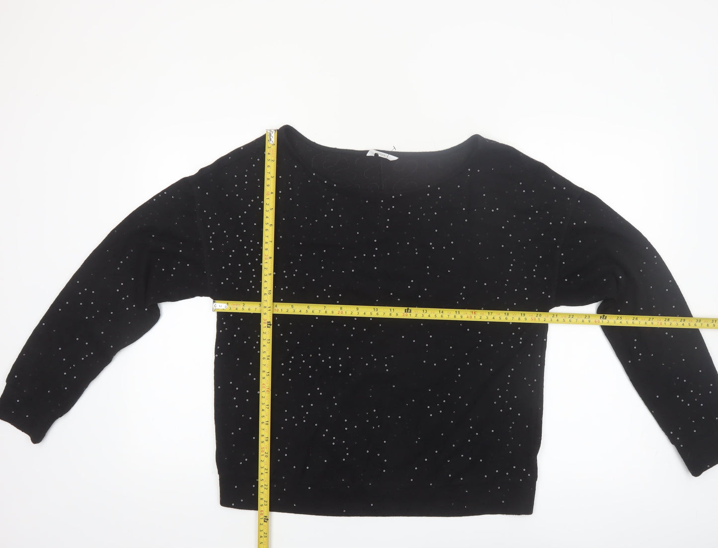 Next Womens Black Rhinestone Pullover Jumper Size 12
