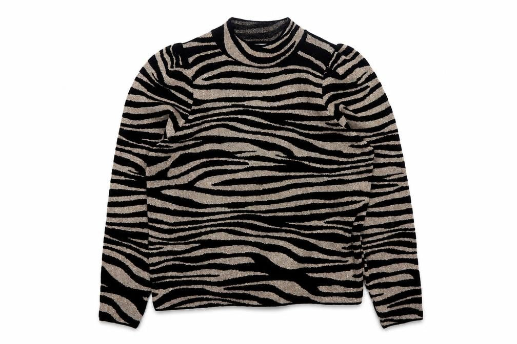 Next Women’s Black Zebra Print High Neck Pullover Jumper Size 14