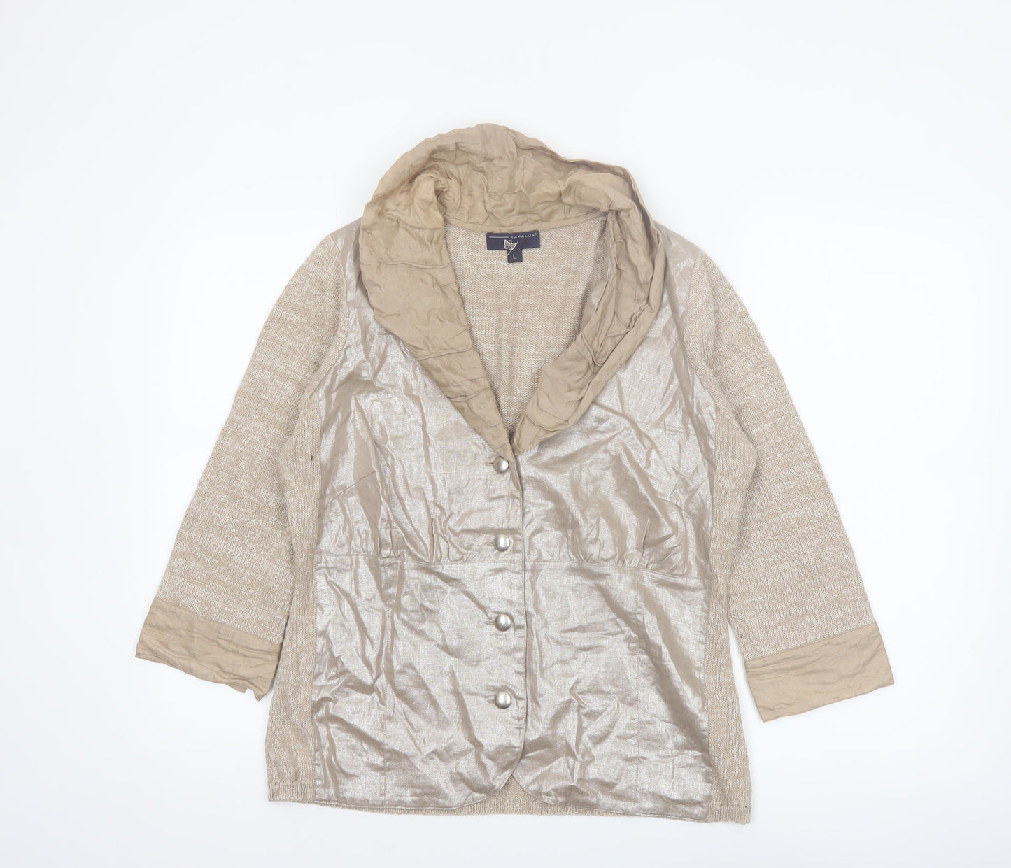 Kapalua Women’s Beige Linen Silk Blend Shawl Collar Suit Jacket L