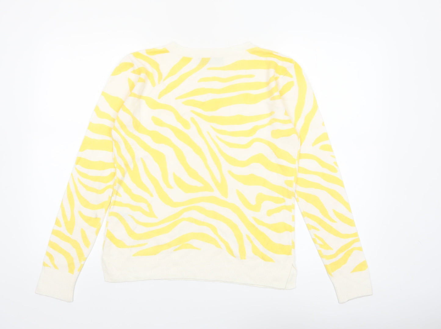 Marks and Spencer Womens Yellow Animal Print Acrylic Crew Neck Jumper Size 10