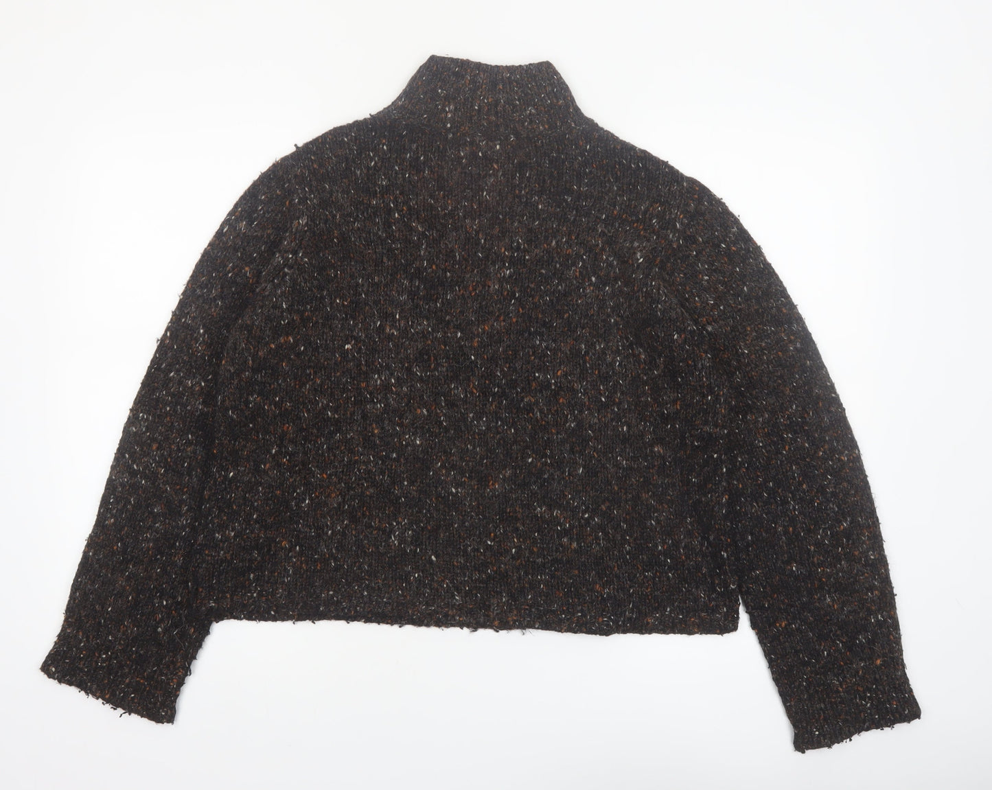 Peruvian Connection Womens Brown Mock Neck Chunky Knit Wool Alpaca Pullover L