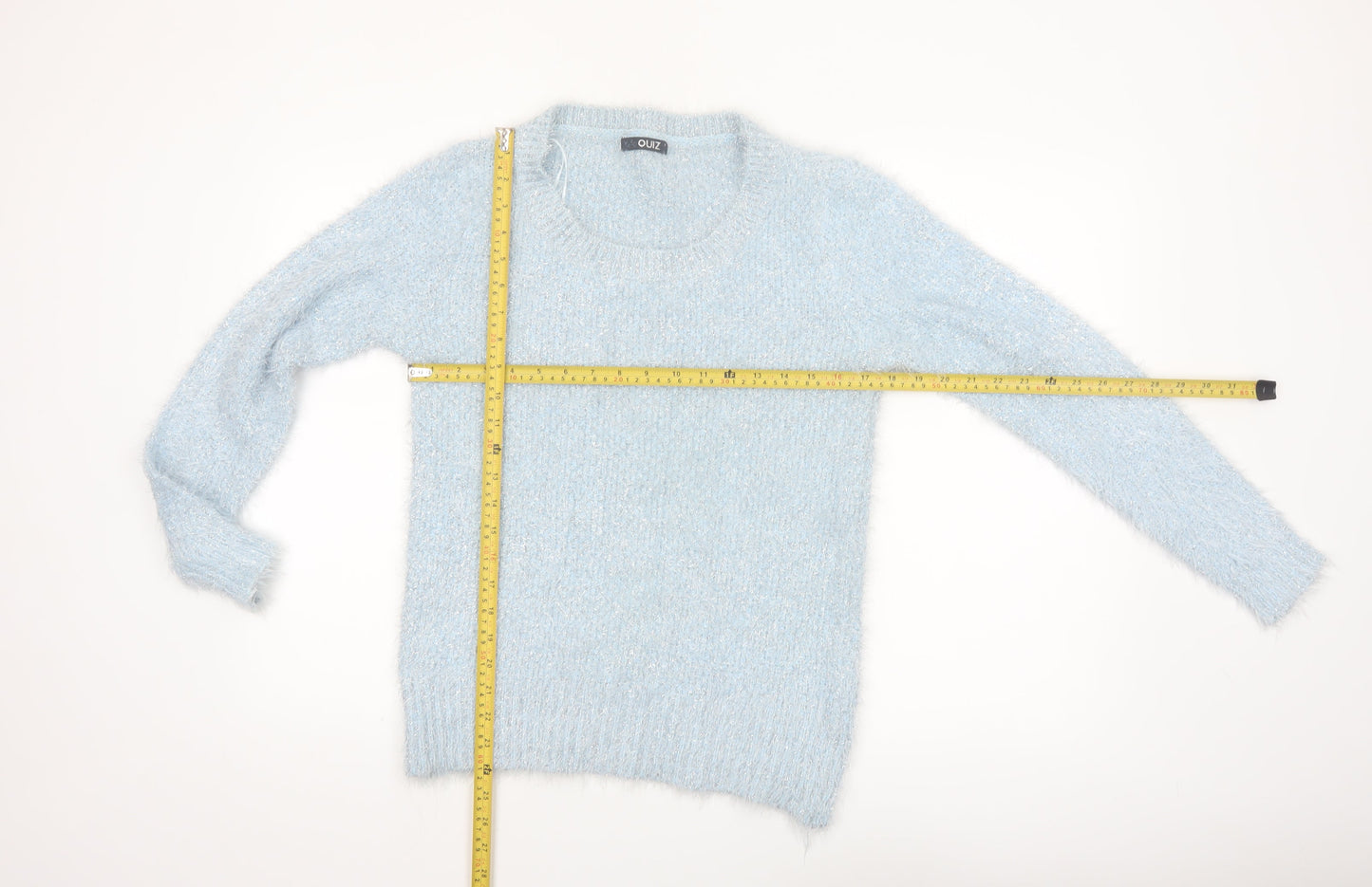 Quiz Women Blue Fluffy Knit Long Sleeve Pullover Jumper Size S