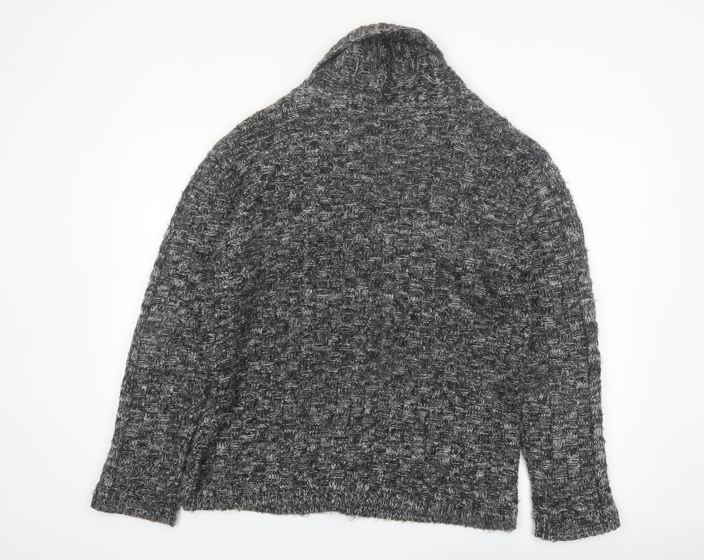 boohooMAN Men's Grey Chunky Knit Shawl Collar Cardigan Size M