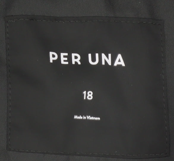 Marks and Spencer Per Una Women's Black Size 18 Hooded Puffer Coat