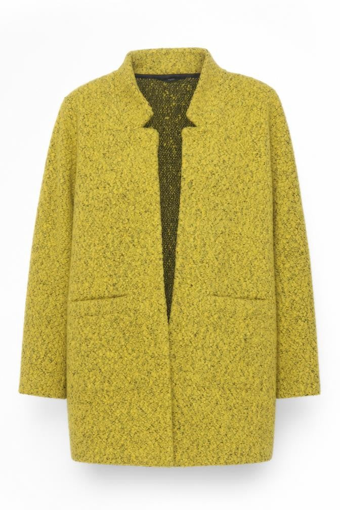 M&Co Women Yellow Size 14 Open Front Tweed Coatigan