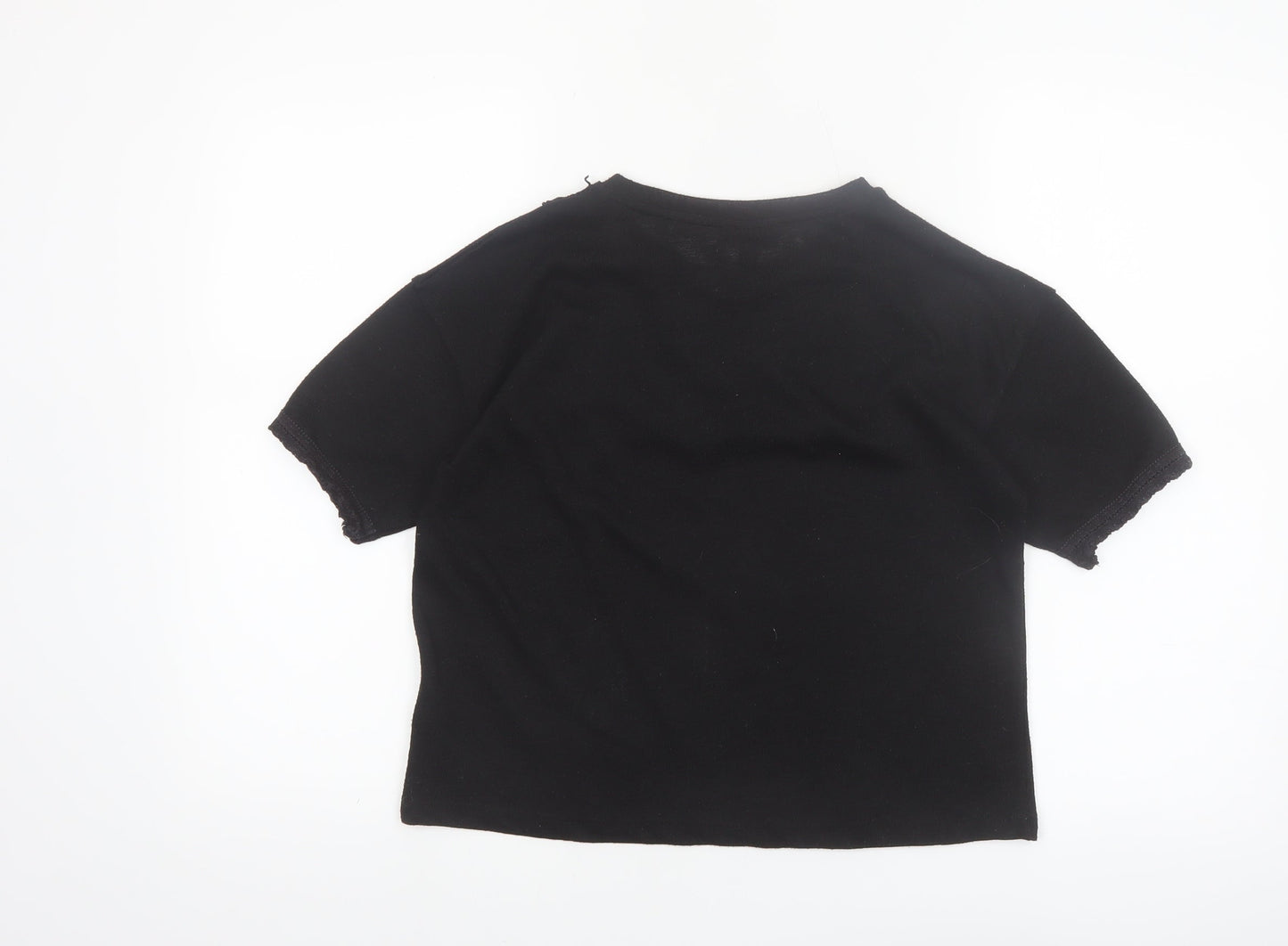 Topshop Women’s Black Lace Detail Cropped T-Shirt Size 10