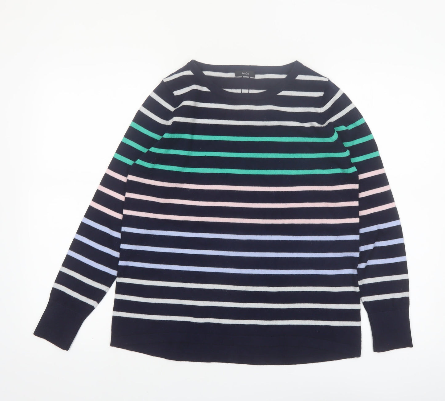 M&Co Womens Multicoloured Striped Button Back Cardigan Size 12