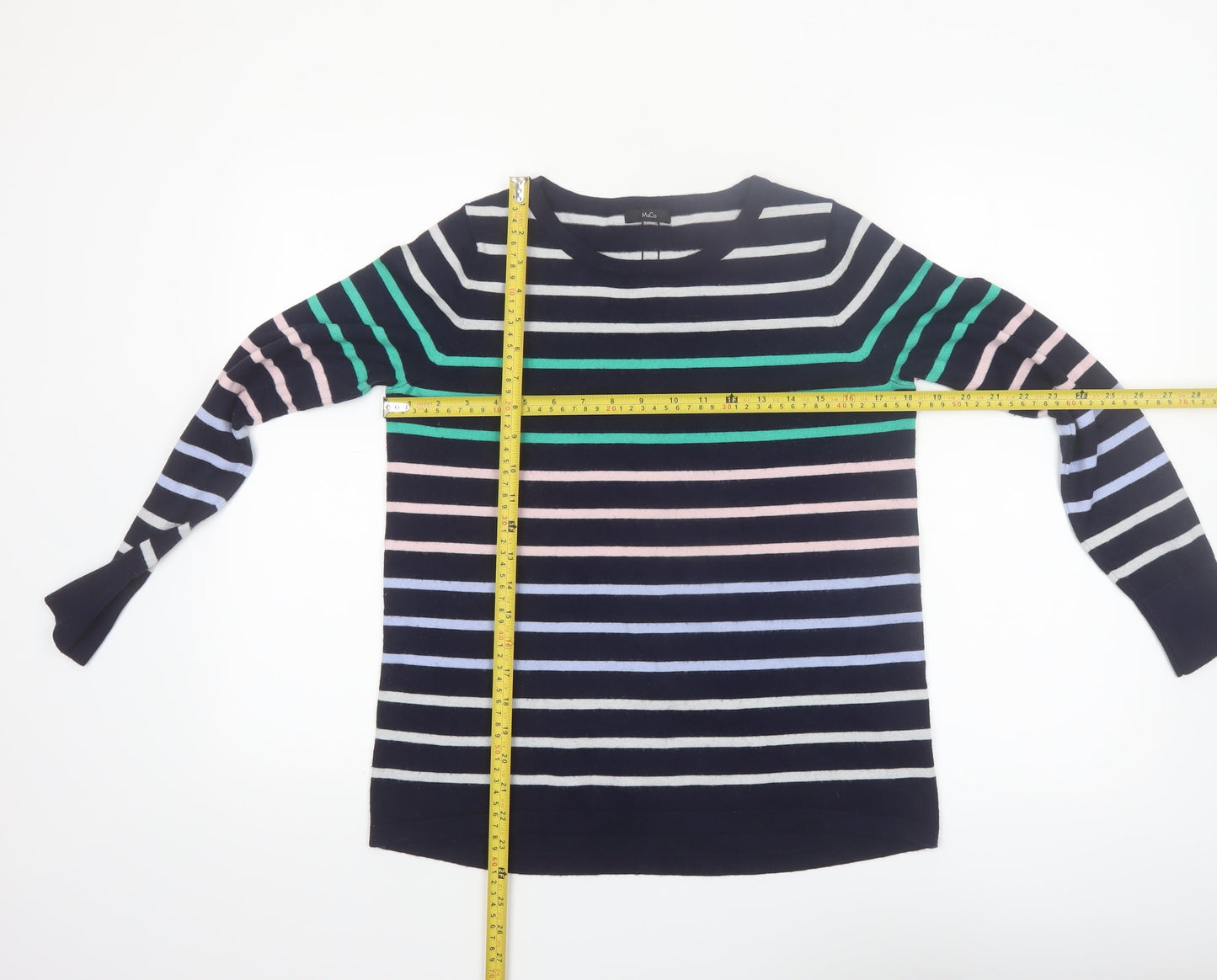 M&Co Womens Multicoloured Striped Button Back Cardigan Size 12