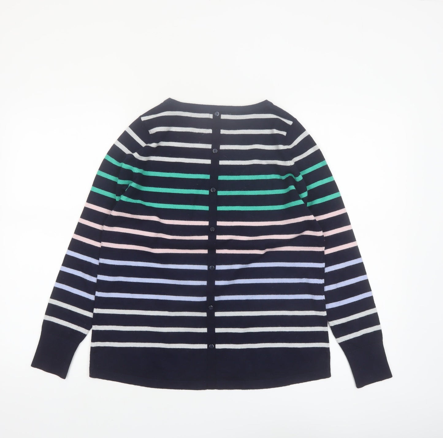 M&Co Womens Multicoloured Striped Button Back Cardigan Size 12