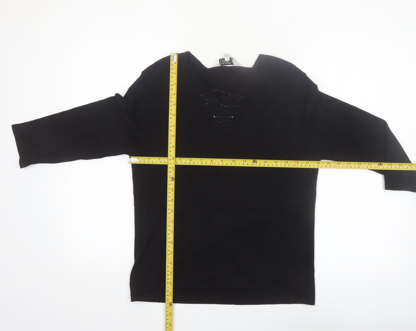 Tigi Wear Women’s Black V-Neck 3/4 Sleeve Pullover Jumper Size 10