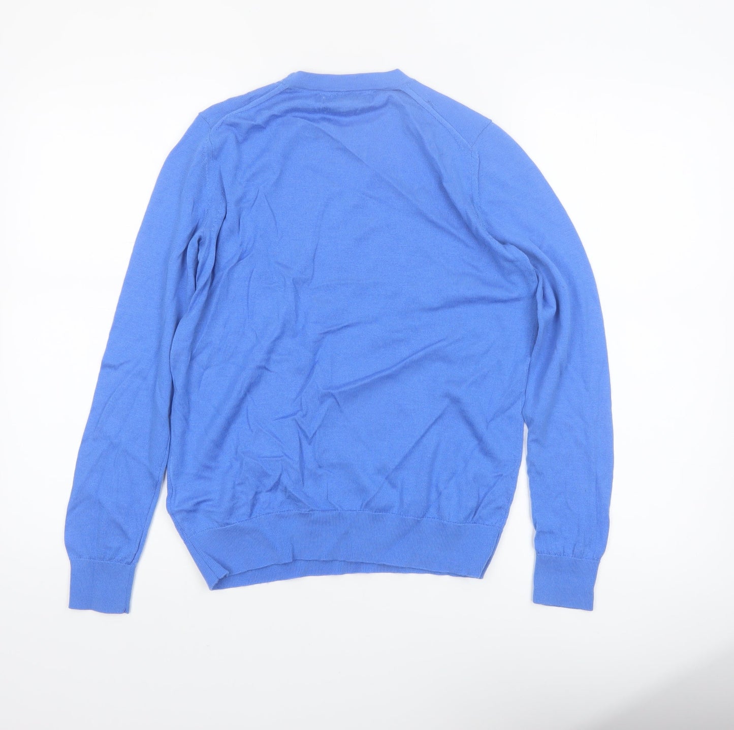 Marks and Spencer Women Blue Size 8 Crew Neck Merino Wool Jumper