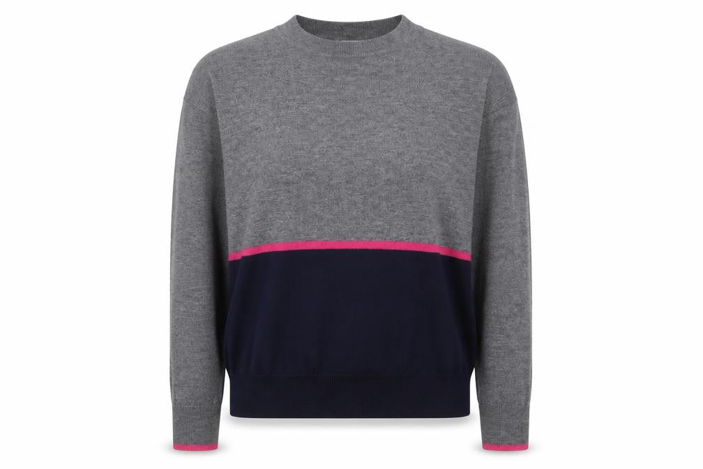Sugarhill Brighton Women Grey Colour Block Pullover Jumper Size 10