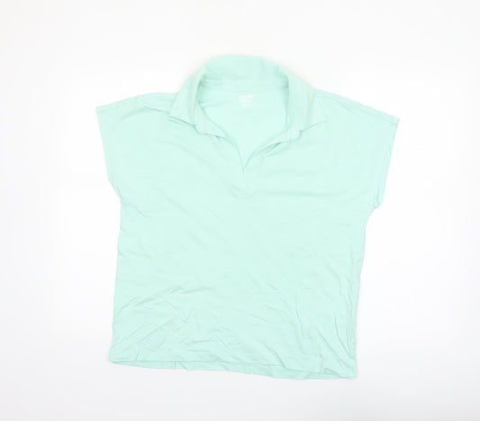 Lands' End Women's Green Cotton Polo Shirt Size M