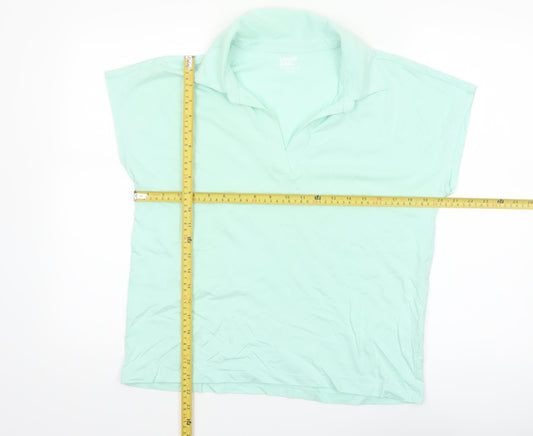 Lands' End Women's Green Cotton Polo Shirt Size M
