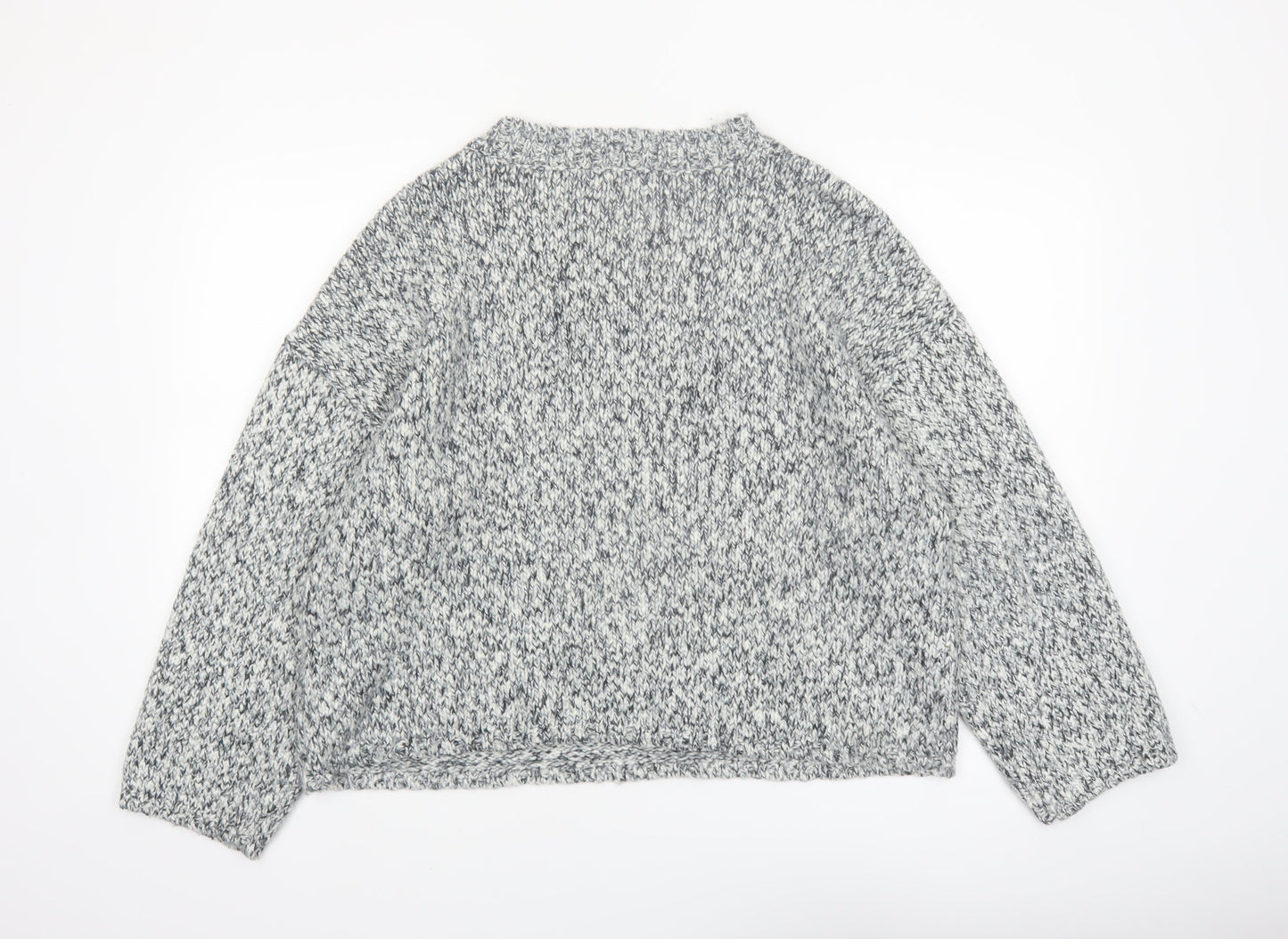 Marks and Spencer Women's Grey XL Chunky Knit V-Neck Jumper