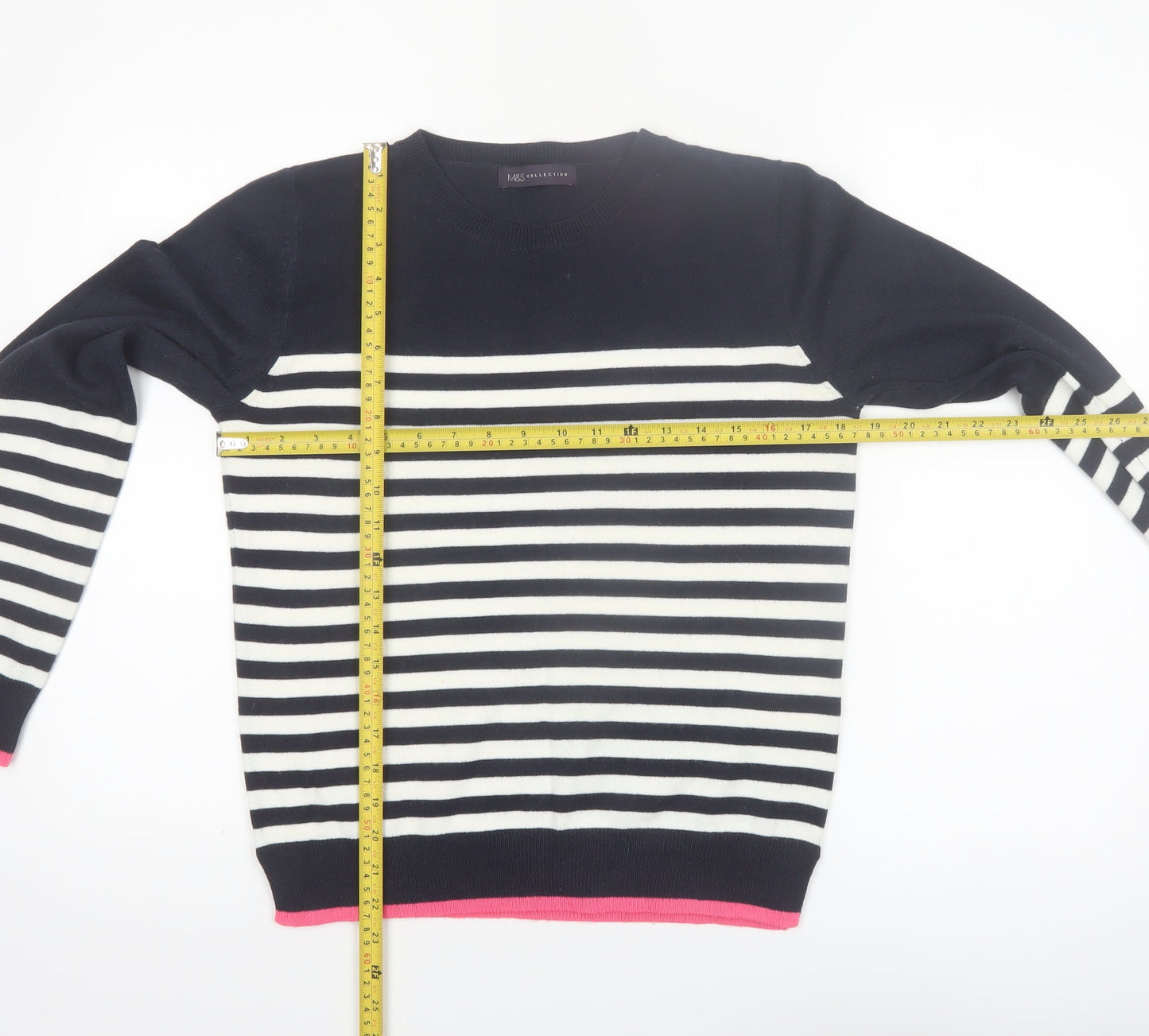 Marks and Spencer Women’s Navy Stripe Crew Neck Jumper Size 10