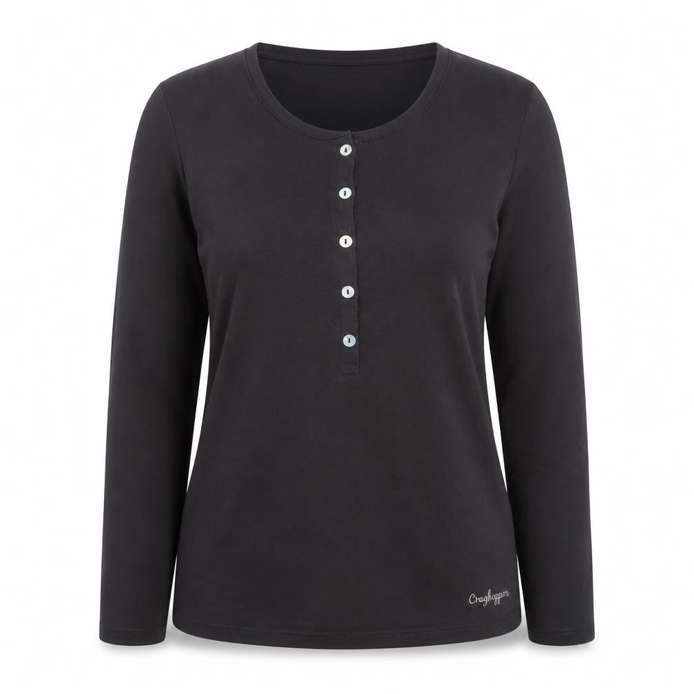 Craghoppers Womens Black Long Sleeve Button-Up Top UK 12