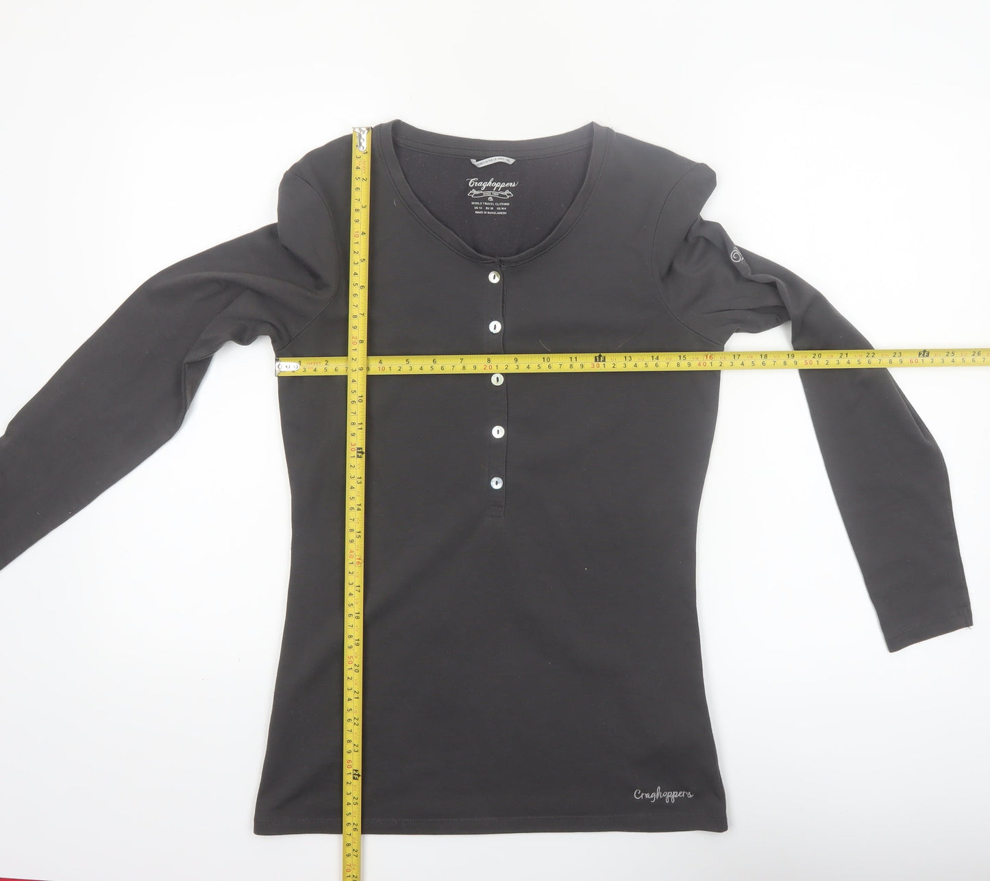 Craghoppers Womens Black Long Sleeve Button-Up Top UK 12