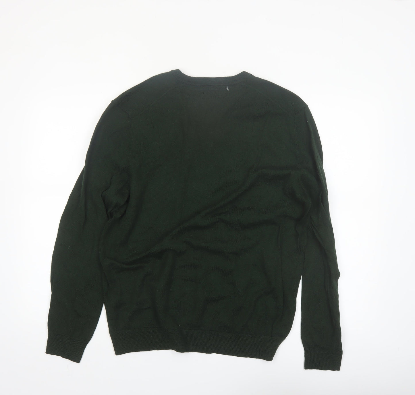 Club Room Men's Green Lambswool V-Neck Jumper XL Classic Fit