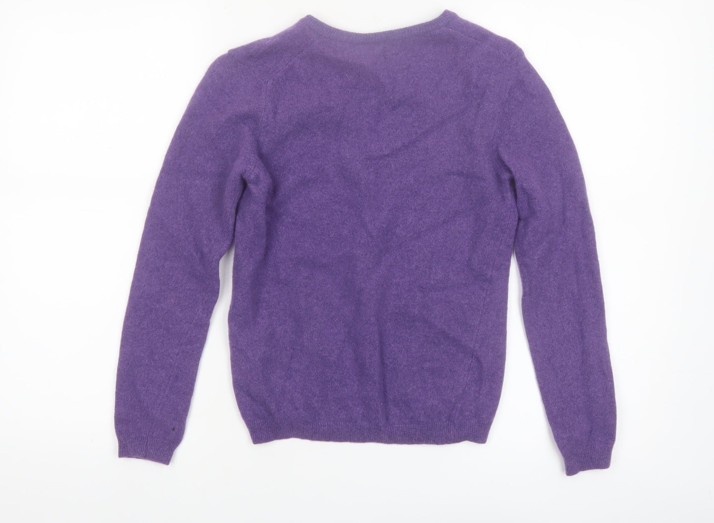 United Colors of Benetton Women's Purple Wool V-Neck Jumper Size 8