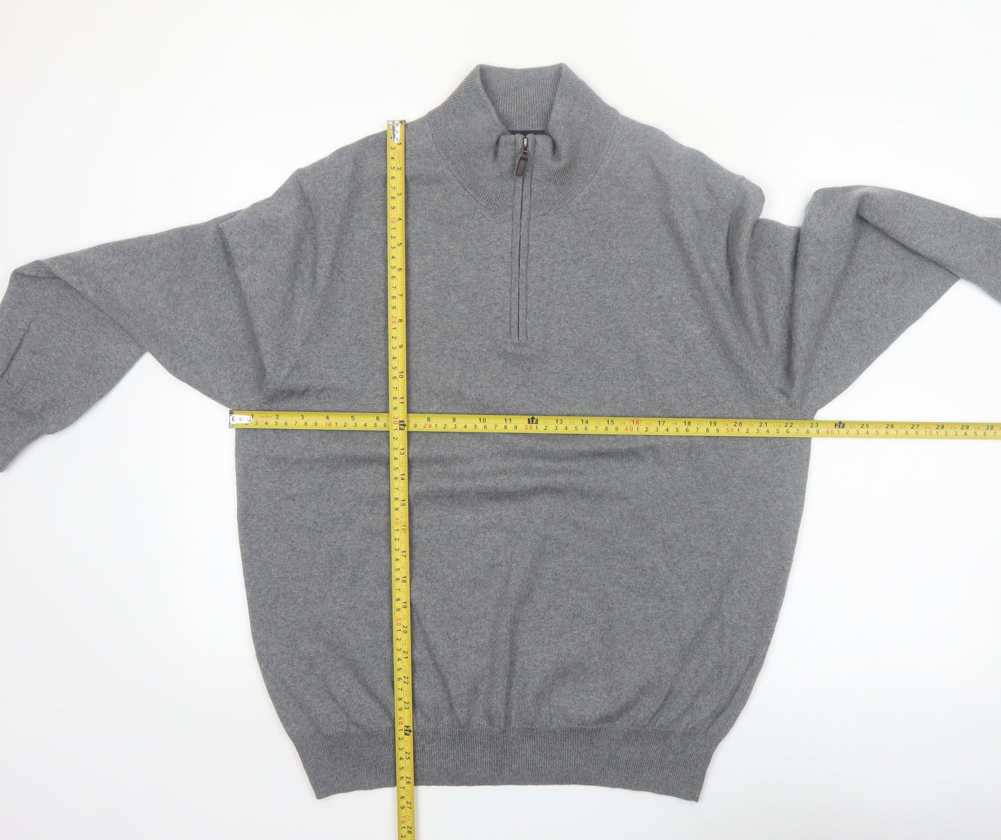 Jos. A. Bank Men’s Grey Merino Wool 1/4 Zip Jumper Size L