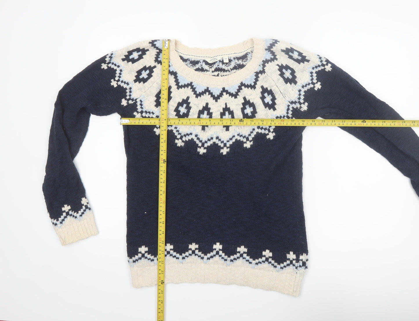 FatFace Womens Blue Fair Isle Cotton Jumper Size 12