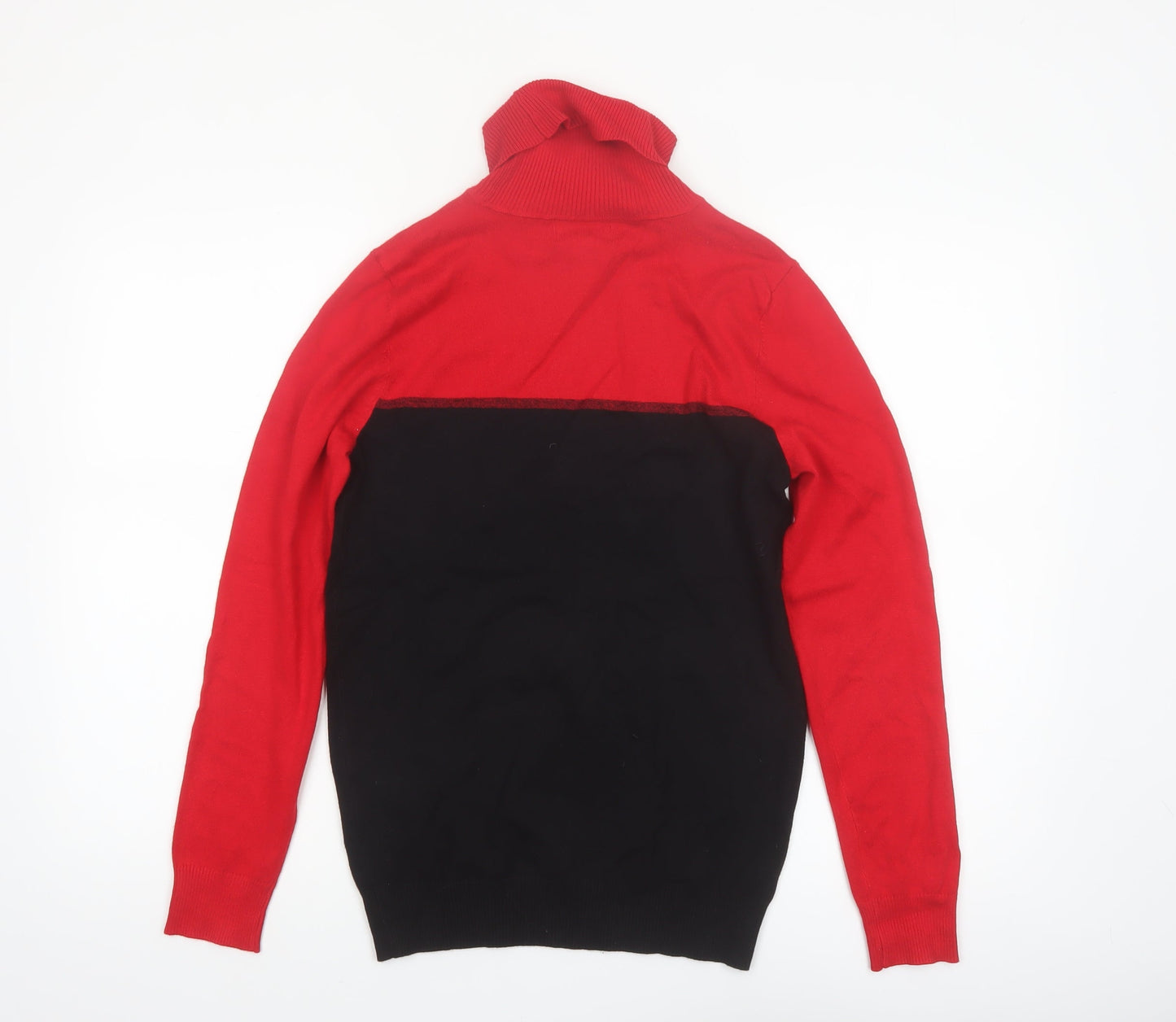Calvin Klein Mens Red Black Roll Neck Jumper Size M