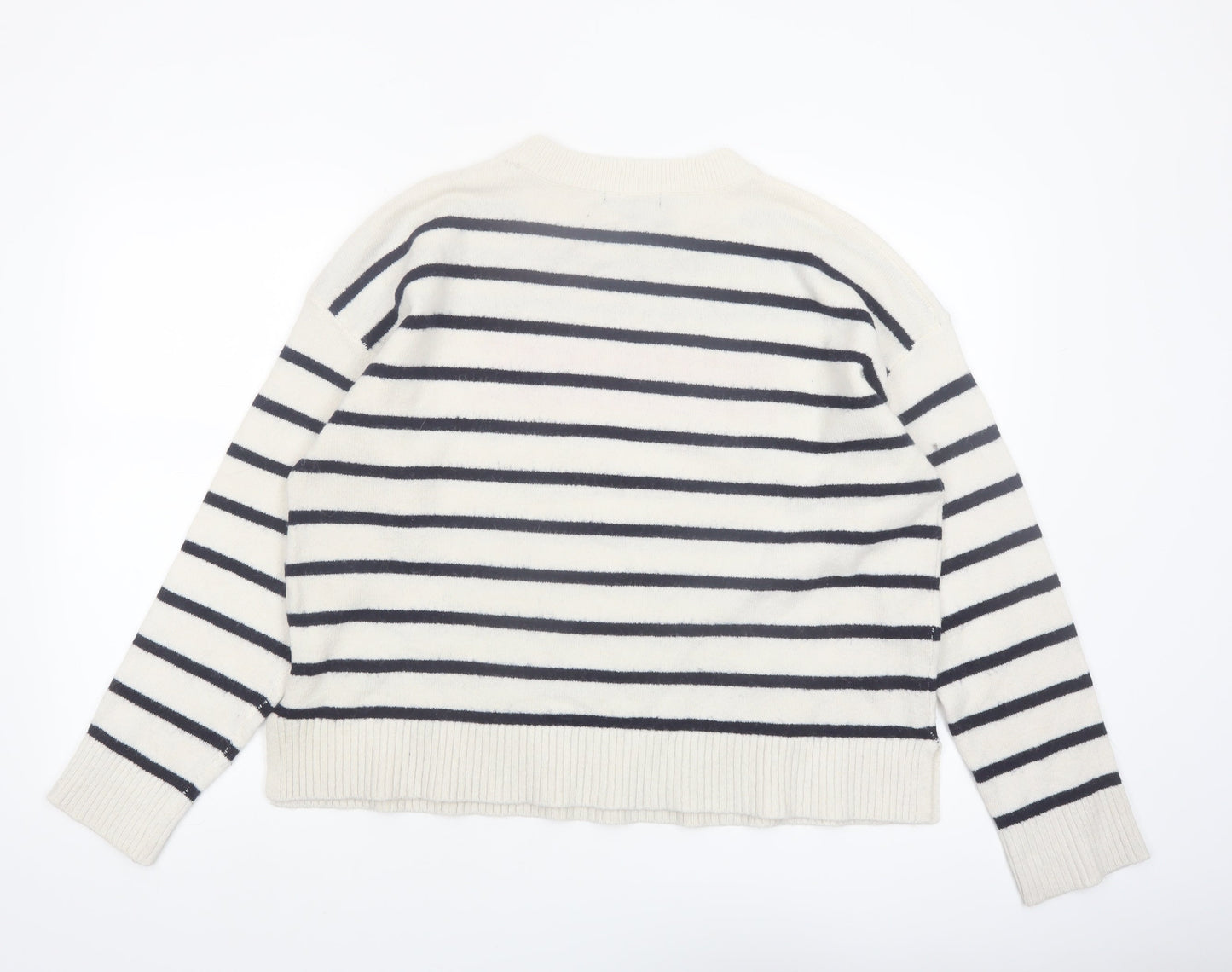 New Look Women Ivory Striped Liberté Knit Jumper Size L