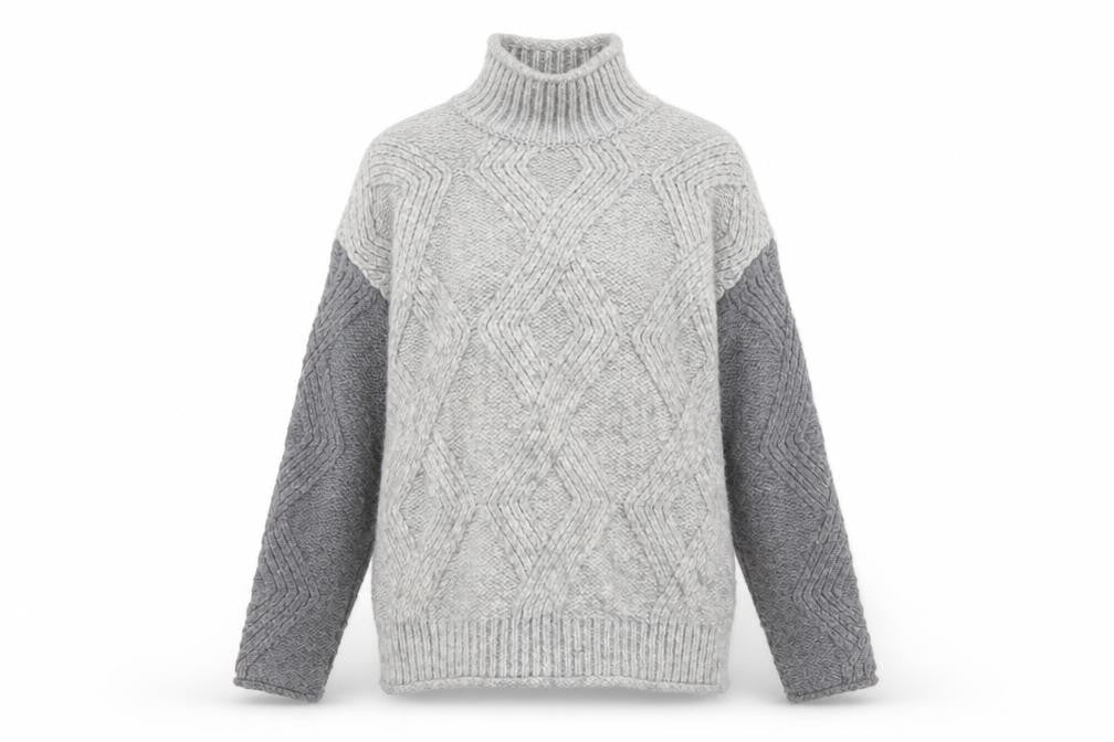 Marks & Spencer Women’s Grey Cable-Knit Mock Neck Jumper XS