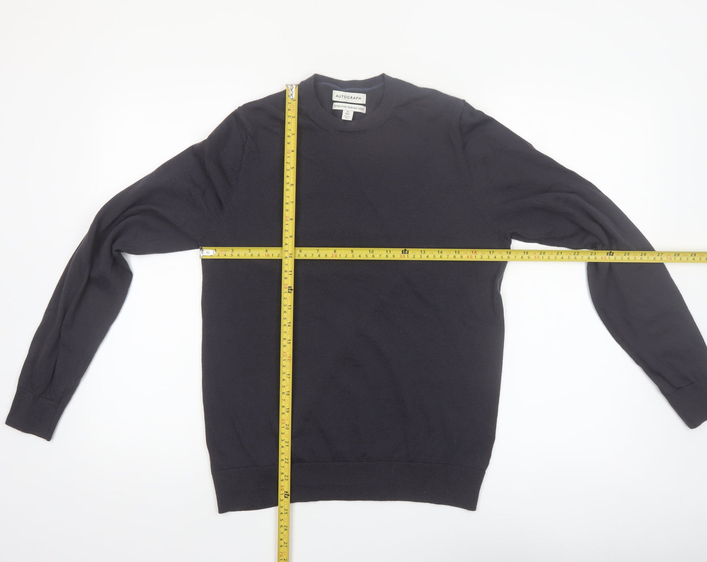 Marks and Spencer Men’s Black Merino Wool Crew Neck Jumper M Regular