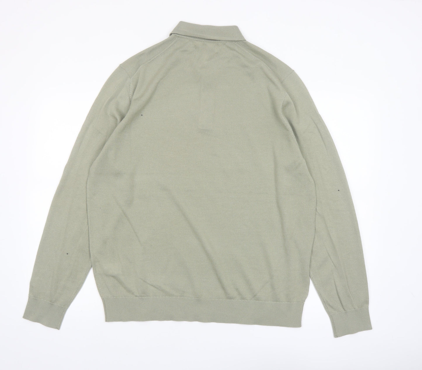 Marks and Spencer Men’s Green Merino Wool Henley Jumper L Classic Fit