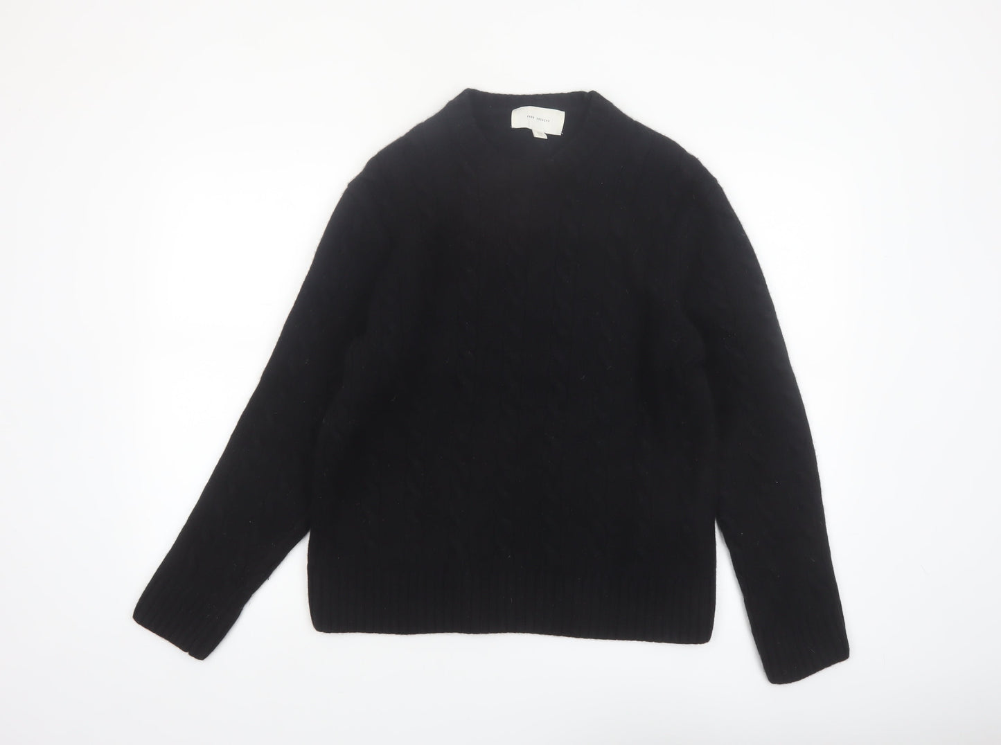 Zara Origins Women Black Wool Cable-Knit Jumper Size 12