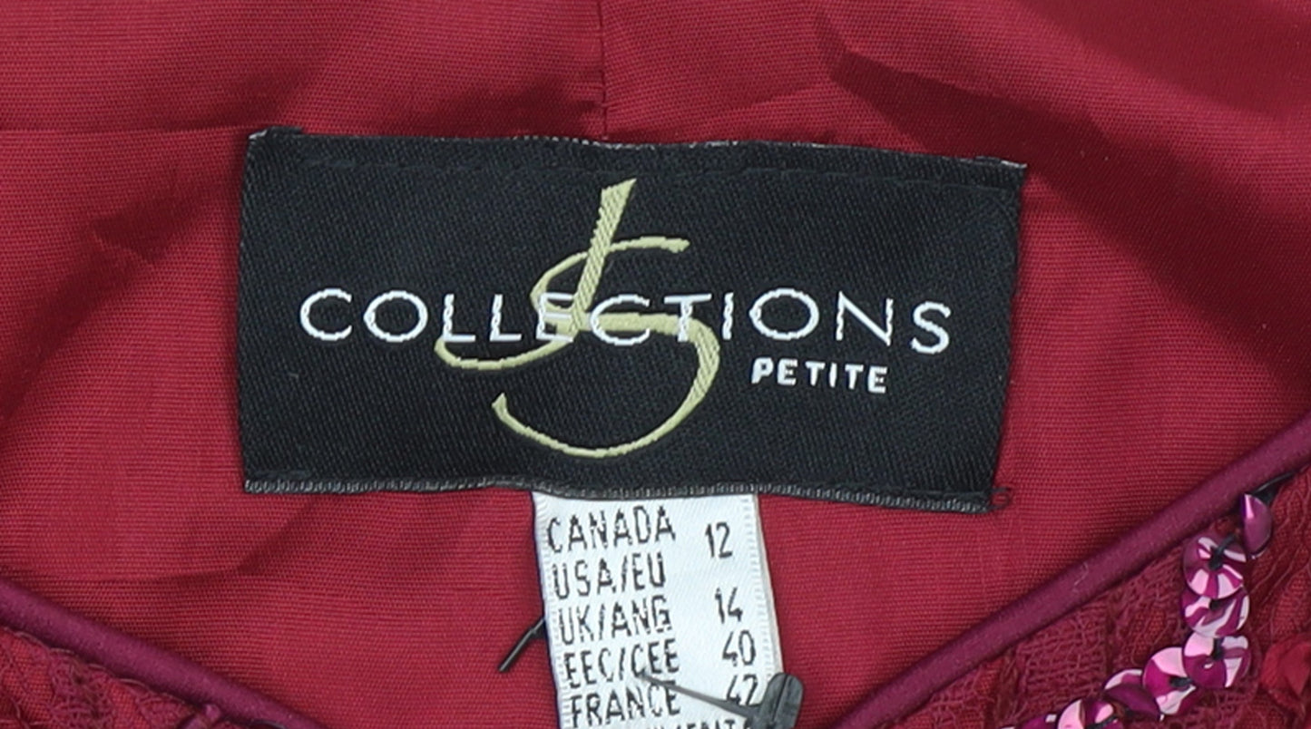 JS Collections Petite Burgundy Sequin Evening Jacket UK 14