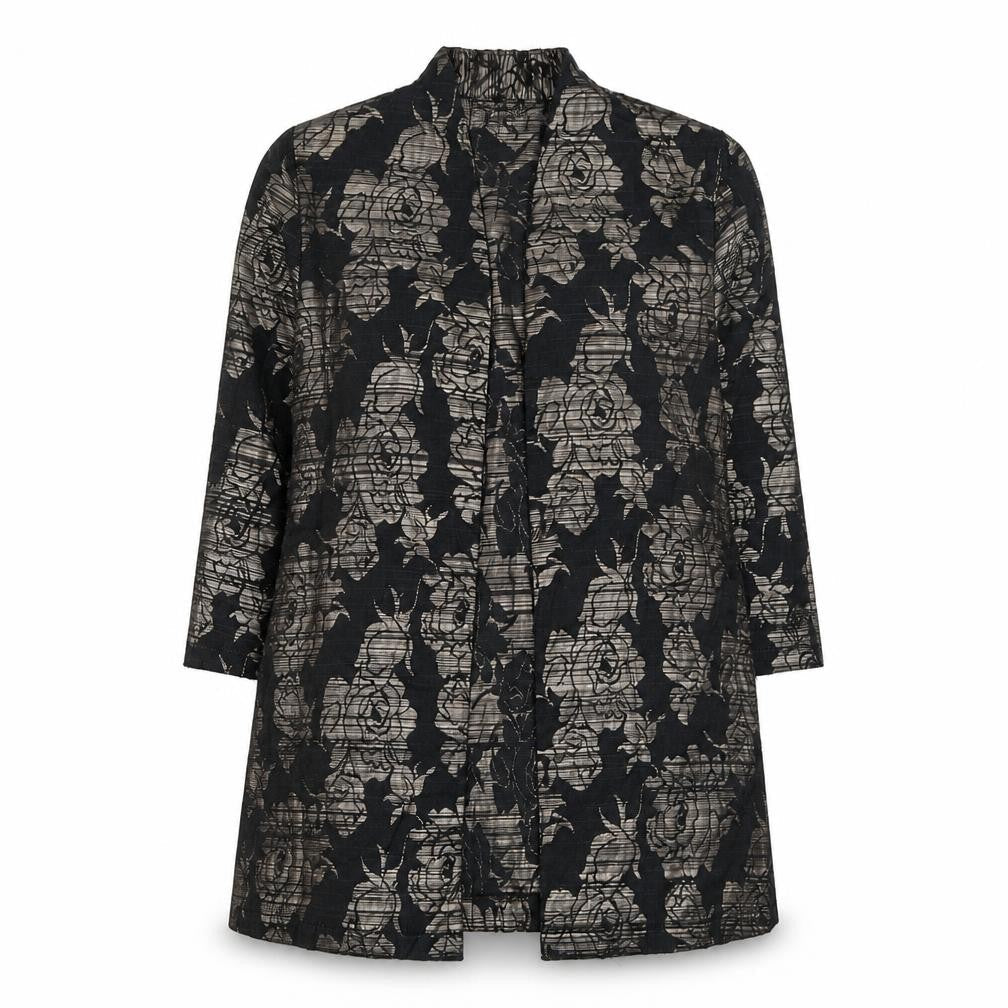 David Women Black Floral Lace Mid-Length Blazer Size 12