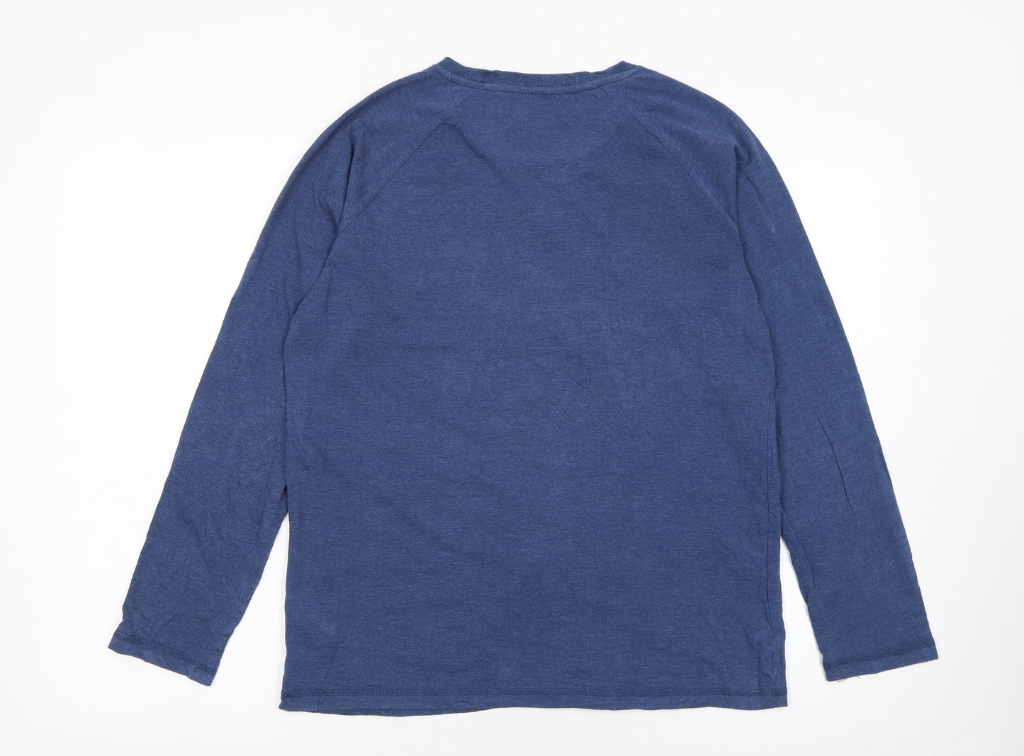 Marks and Spencer Boys Blue Long Sleeve Cotton Blend Crew Neck T-Shirt 13-14 Years