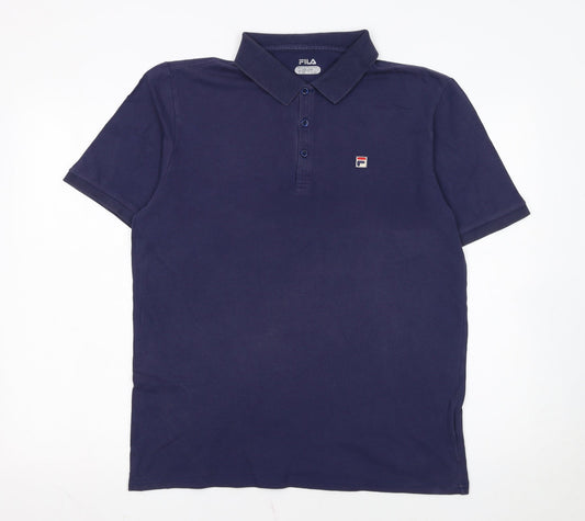 FILA Men's Blue Regular Fit Cotton Stretch Polo Shirt L