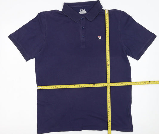 FILA Men's Blue Regular Fit Cotton Stretch Polo Shirt L