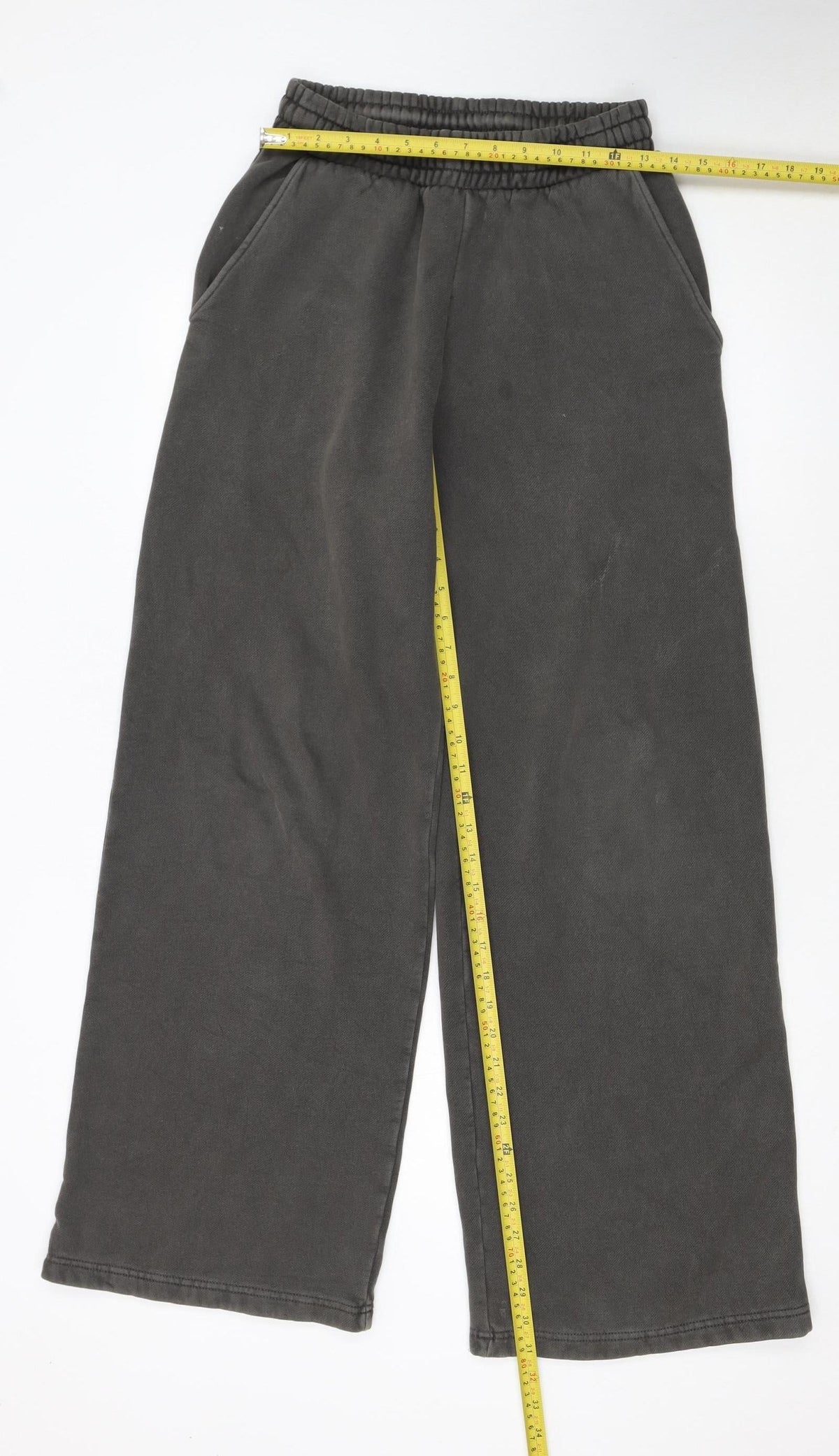 Weekday Women’s Grey Wide-Leg Sweatpants XS Elastic Waist Fleece