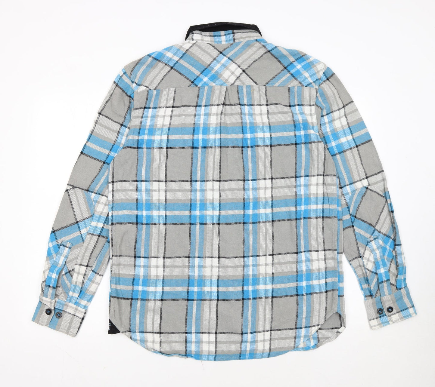 Rocawear Men's Blue Check Flannel Long Sleeve Classic Shirt Size L