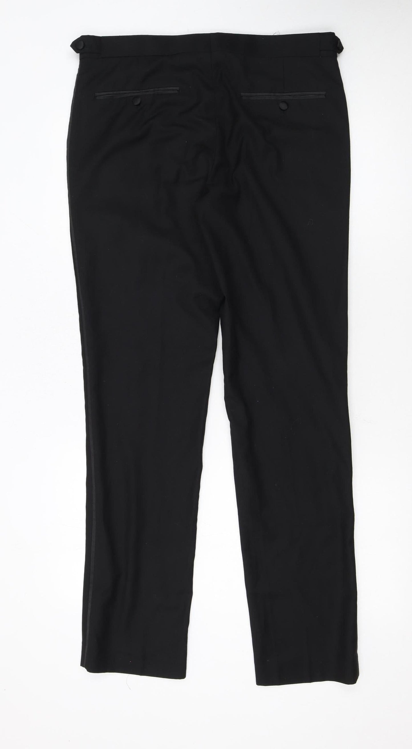 Dobell Men's Black Skinny Fit Dress Trousers Size 32R