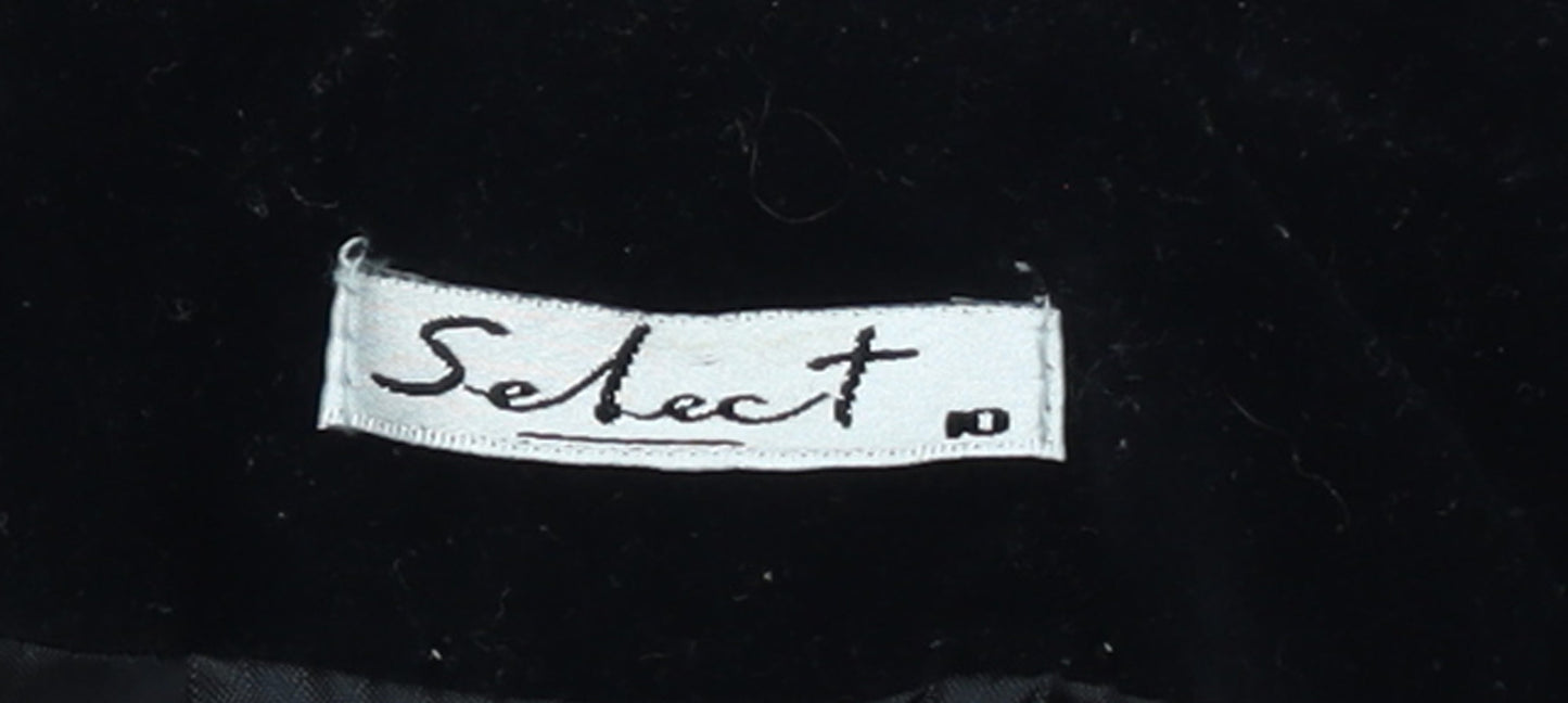 Select Womens Black Velvet Cotton Shawl Lapel Tuxedo Blazer Size 10