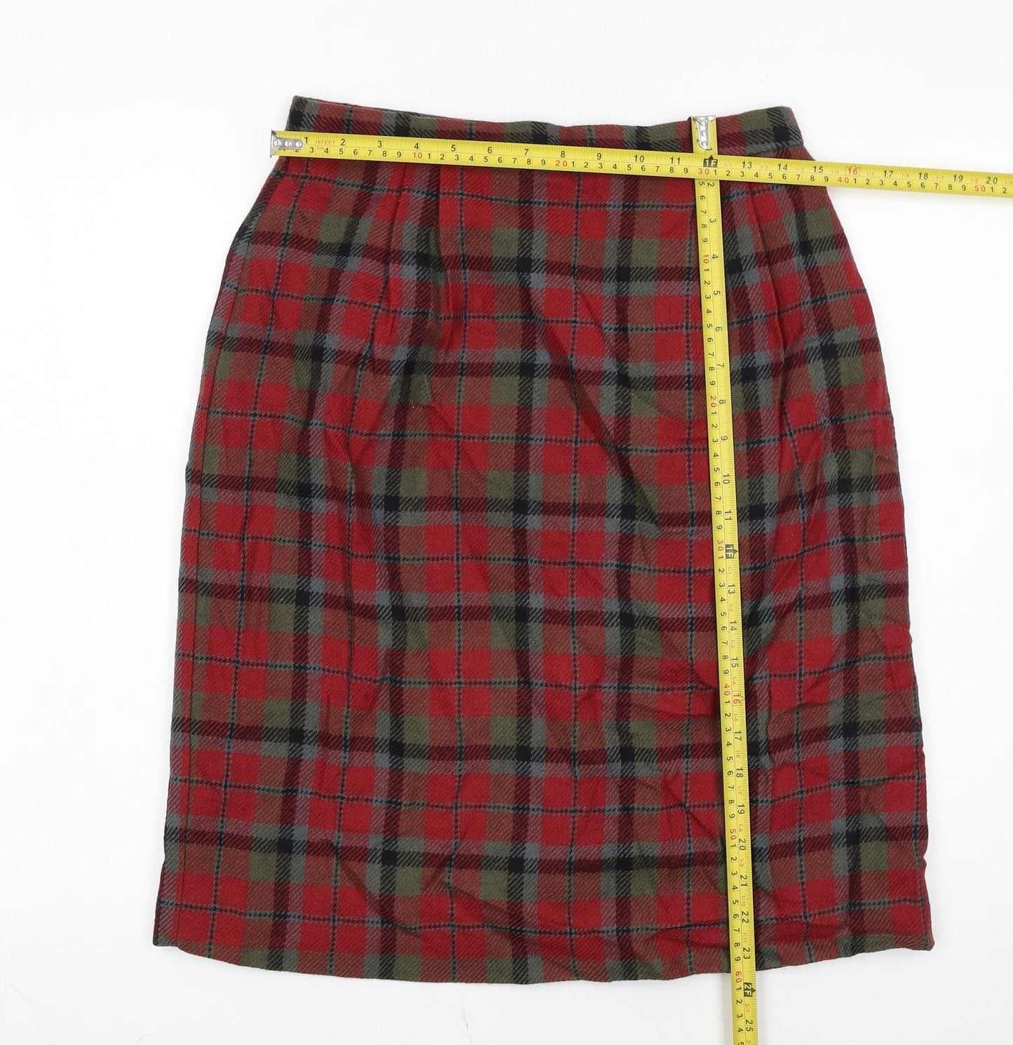 Charter Club Women Red Plaid Knee Length Pencil Skirt Size 12