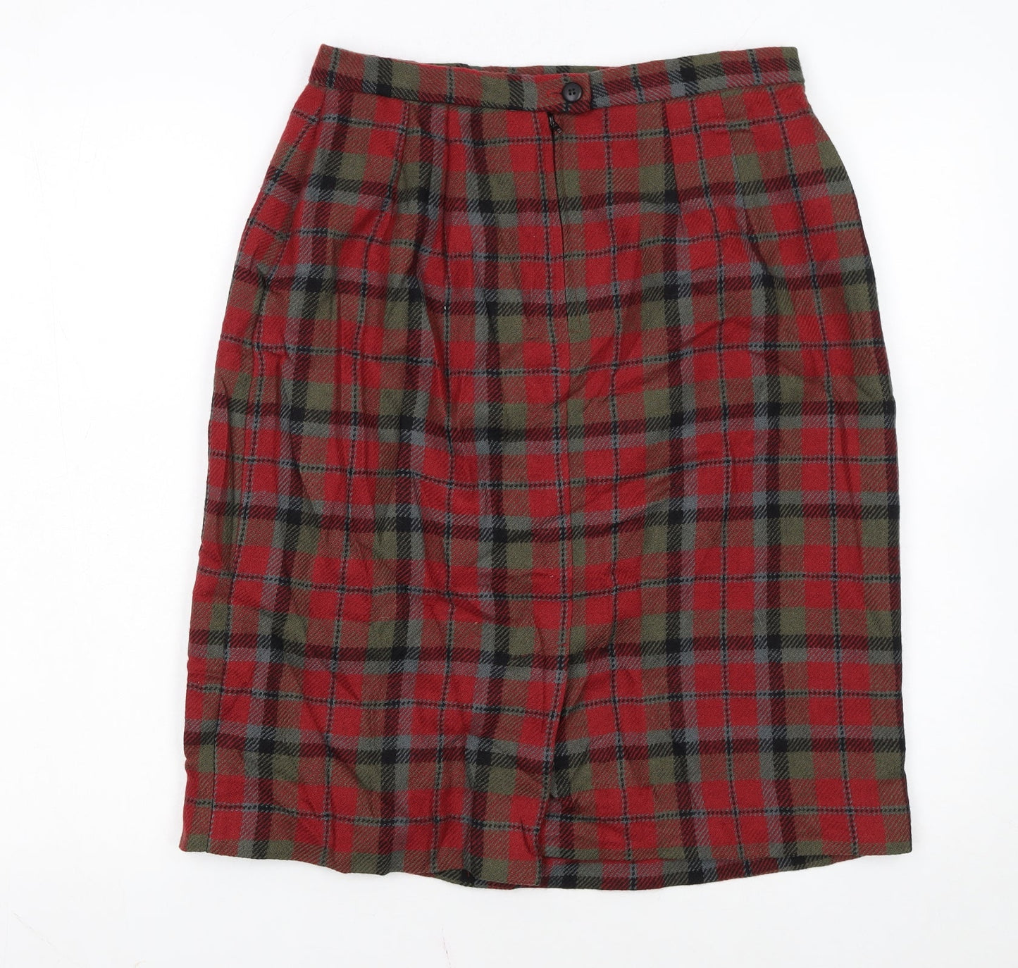 Charter Club Women Red Plaid Knee Length Pencil Skirt Size 12