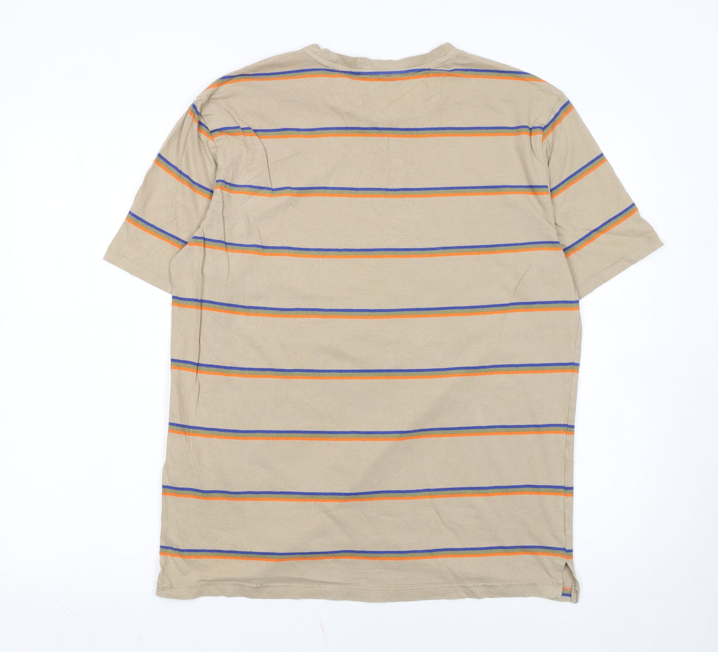 Only & Sons Men's Beige Striped Cotton T-Shirt Size L